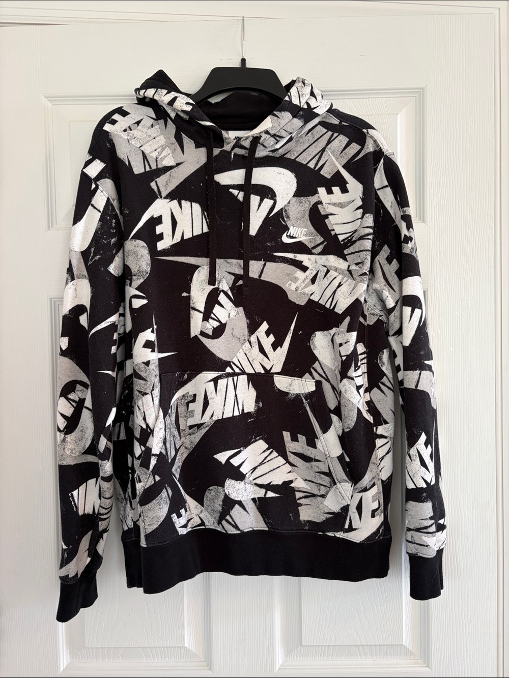 Nike Black and White Allover Logo Hoodie